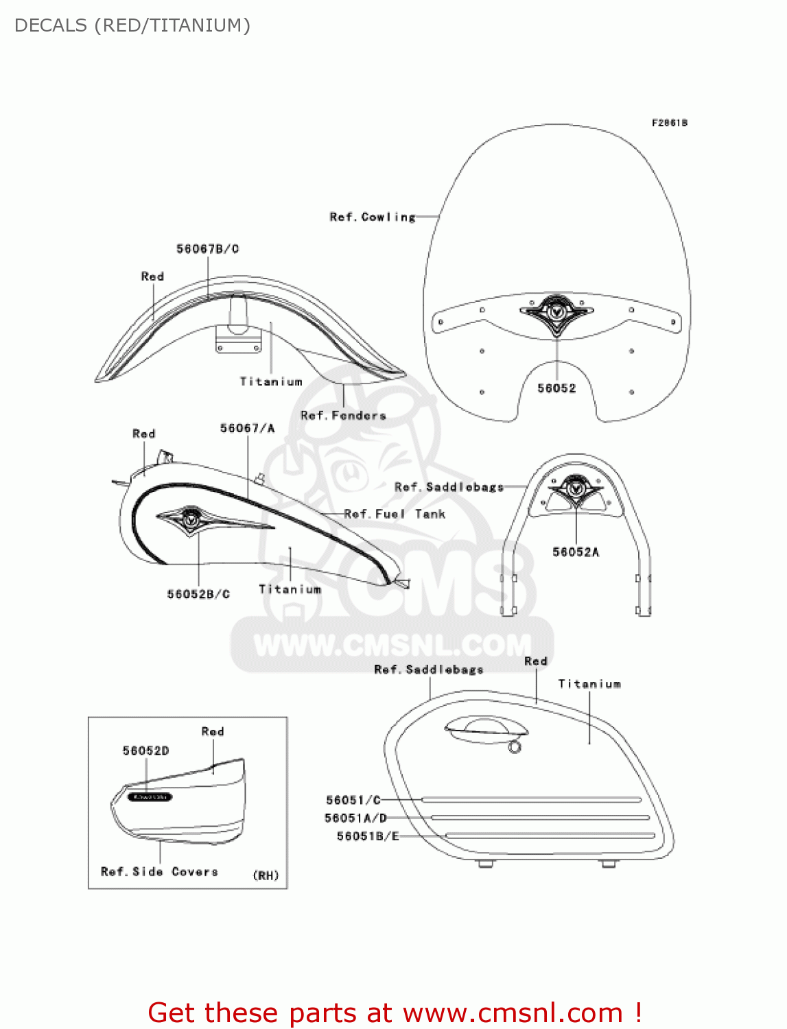 DECALS (RED/TITANIUM) VN1600D7FA VULCAN 1600 NOMAD 2007 USA CALIFORNIA CANADA