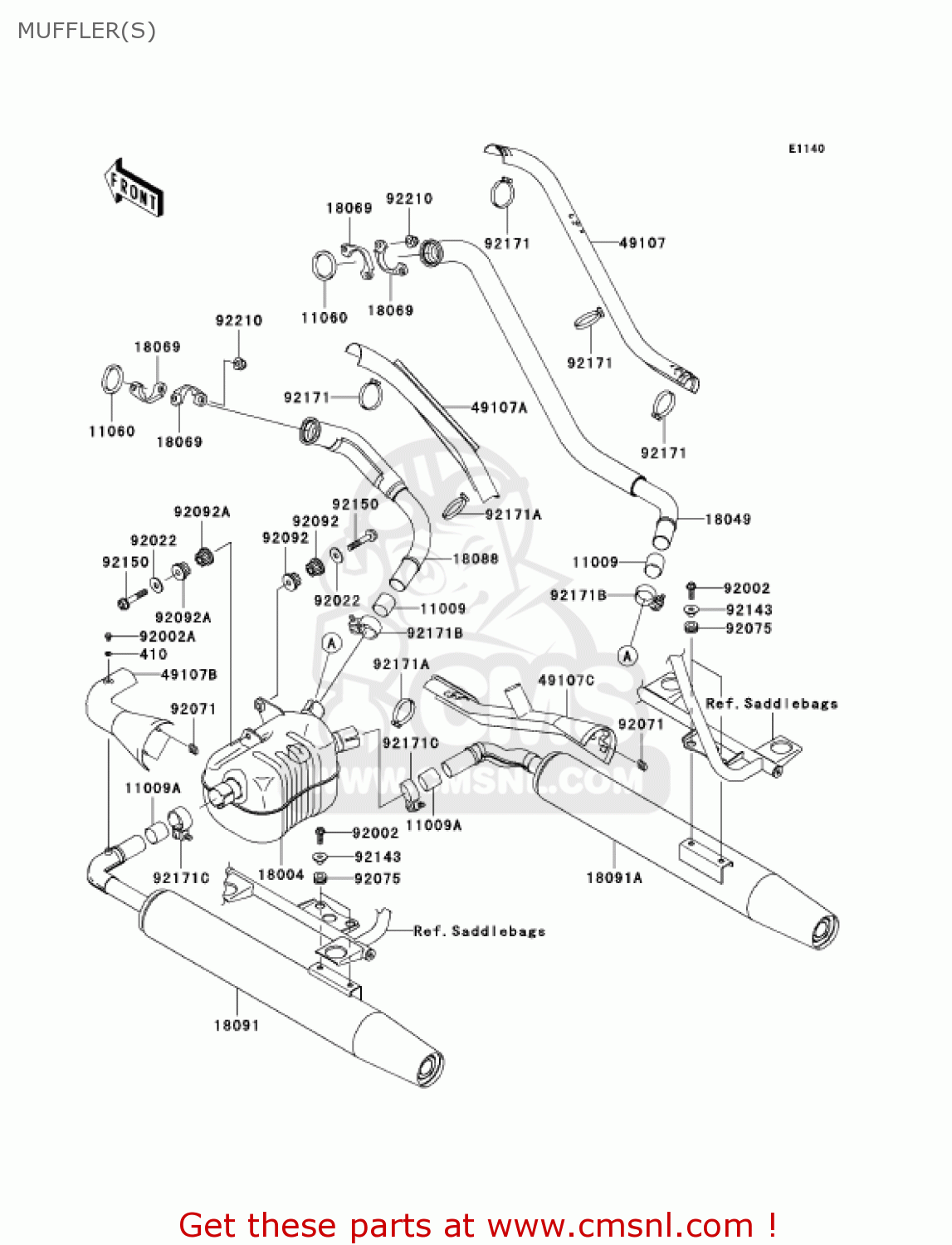 MUFFLER(S) VN1600D7FA VULCAN 1600 NOMAD 2007 USA CALIFORNIA CANADA