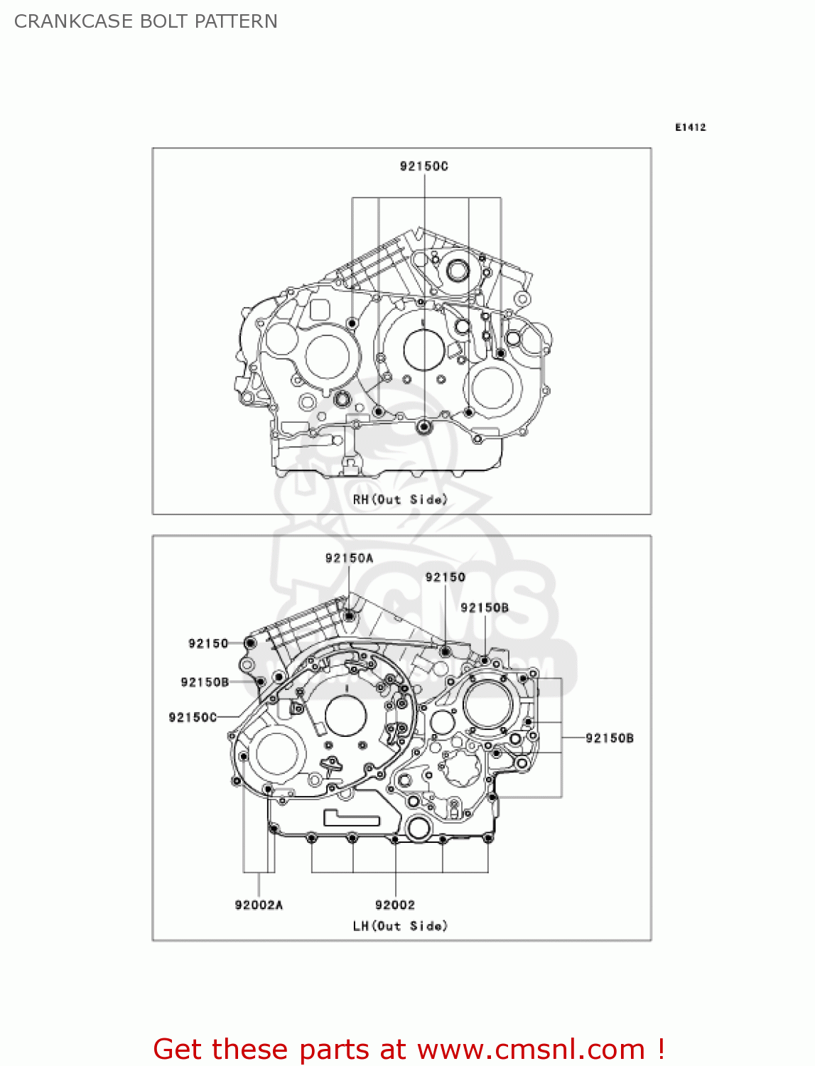 CRANKCASE BOLT PATTERN VN1600D7FA VULCAN 1600 NOMAD 2007 USA CALIFORNIA CANADA