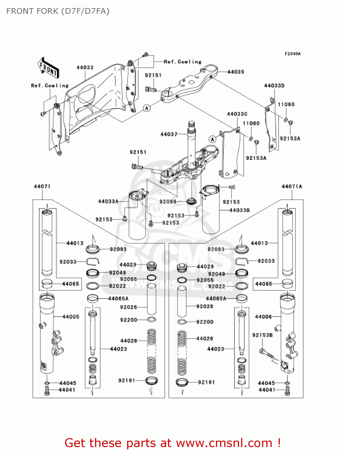 FRONT FORK (D7F/D7FA) VN1600D7FA VULCAN 1600 NOMAD 2007 USA CALIFORNIA CANADA