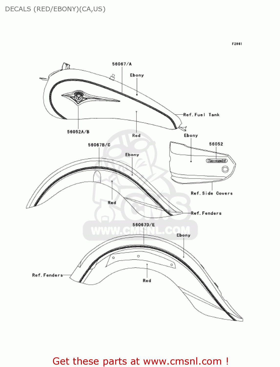 DECALS (RED/EBONY)(CA,US) VN1600E6F VULCAN 1600 CLASSIC 2006 USA CALIFORNIA CANADA