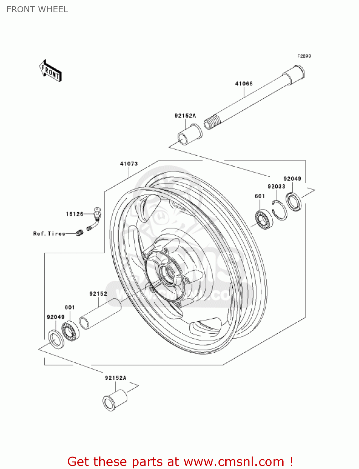 FRONT WHEEL VN1600E6F VULCAN 1600 CLASSIC 2006 USA CALIFORNIA CANADA