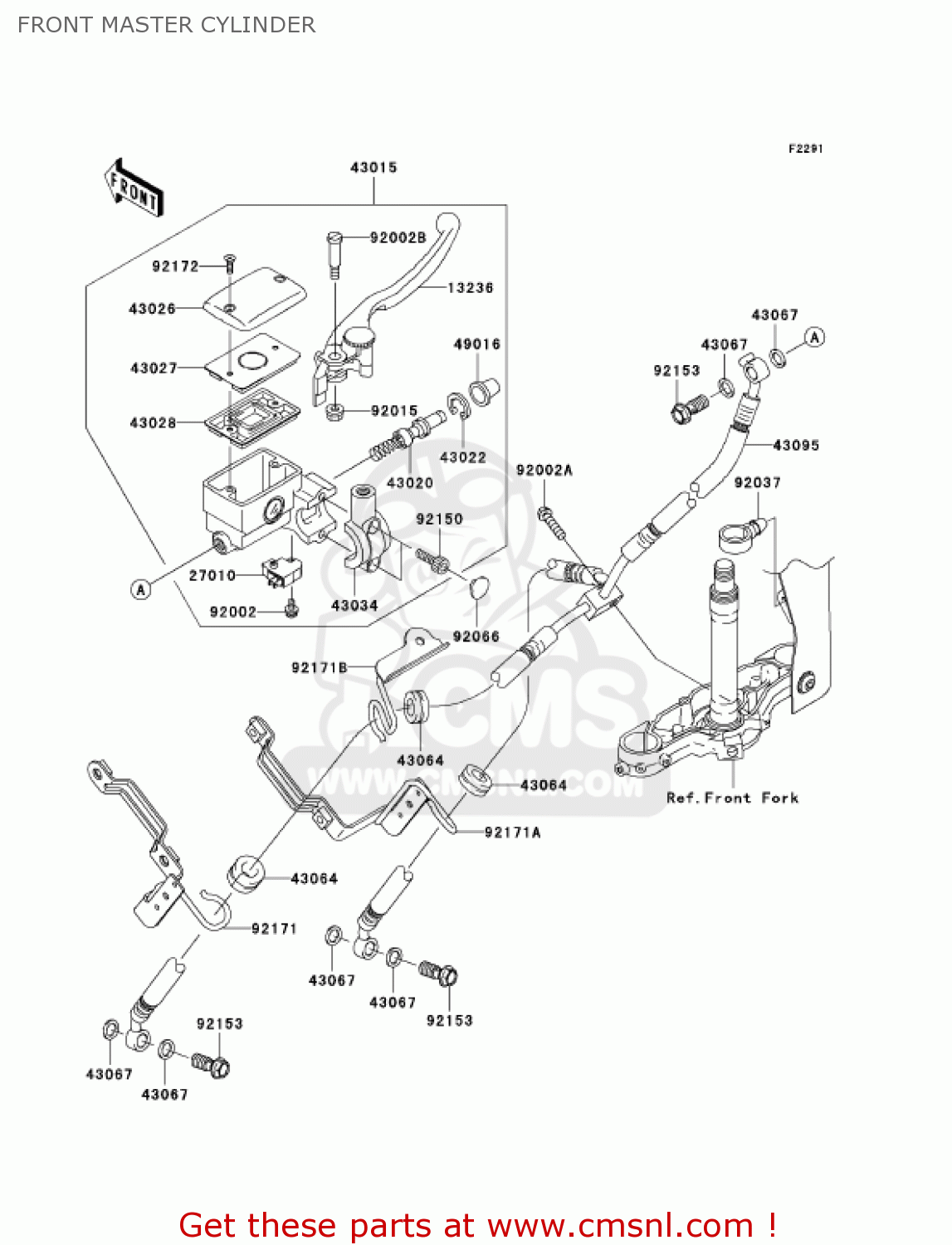 FRONT MASTER CYLINDER VN1600E6F VULCAN 1600 CLASSIC 2006 USA CALIFORNIA CANADA
