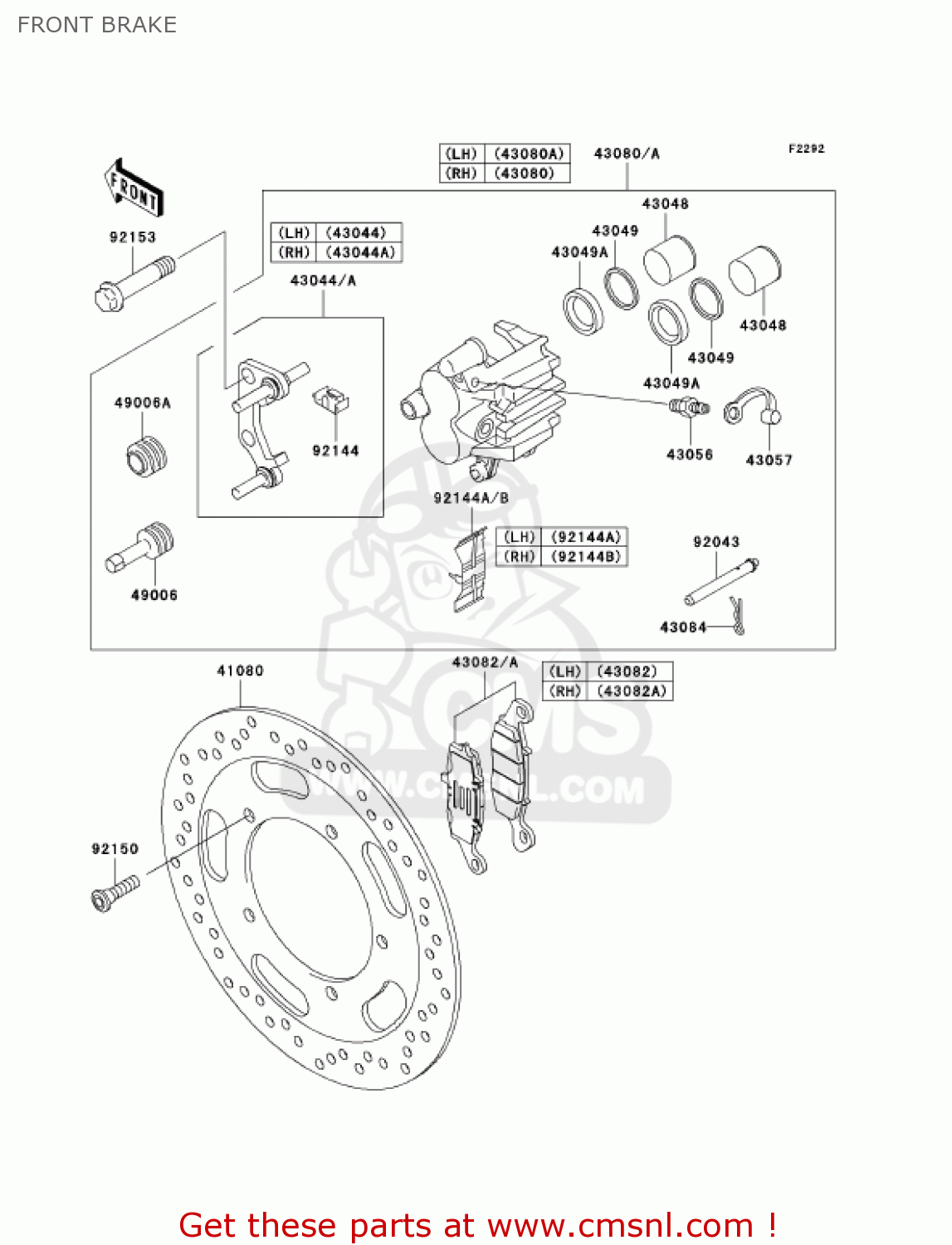 FRONT BRAKE VN1600E6F VULCAN 1600 CLASSIC 2006 USA CALIFORNIA CANADA