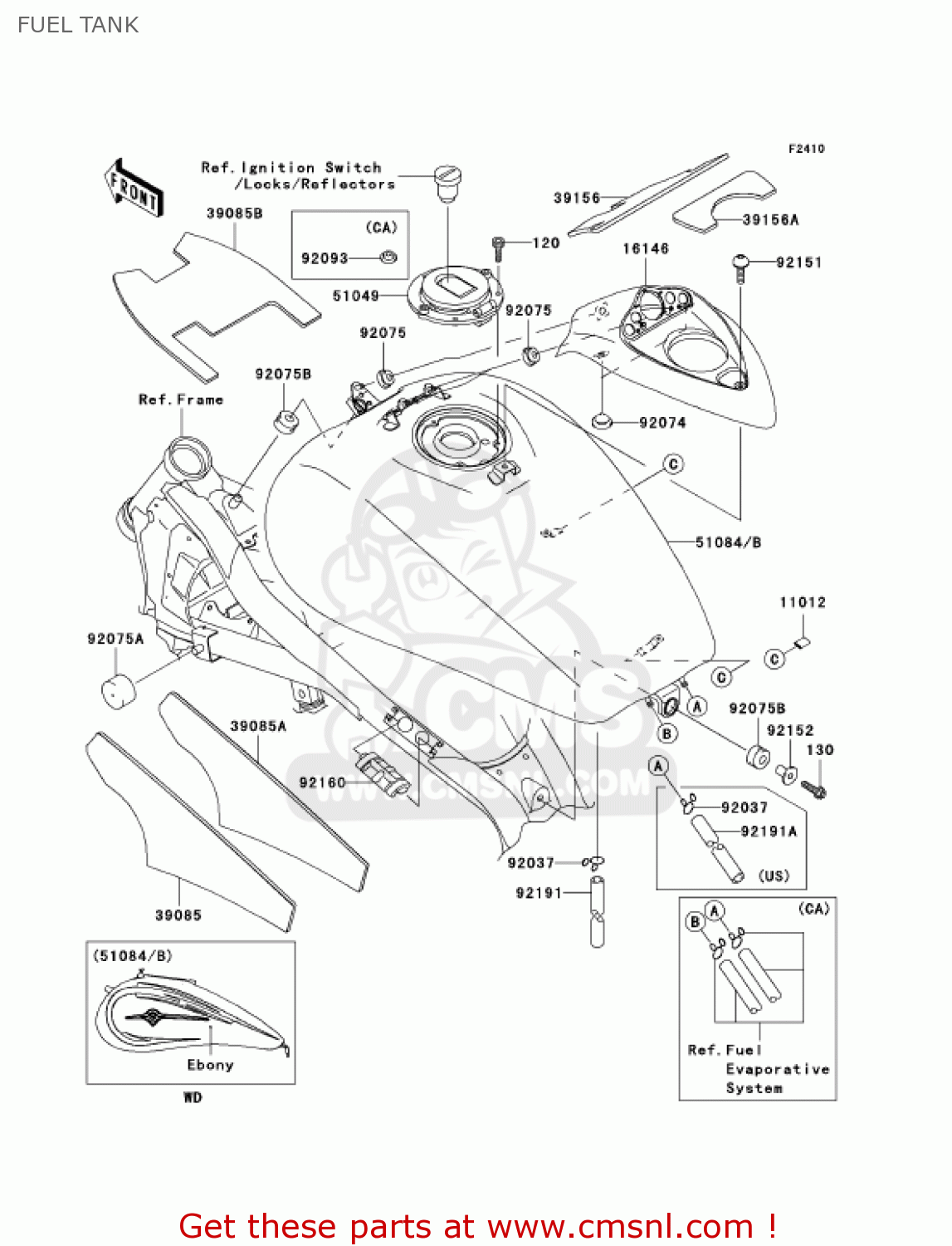 FUEL TANK VN1600F6F VULCAN 1600 MEANSTREAK 2006 USA CALIFORNIA CANADA
