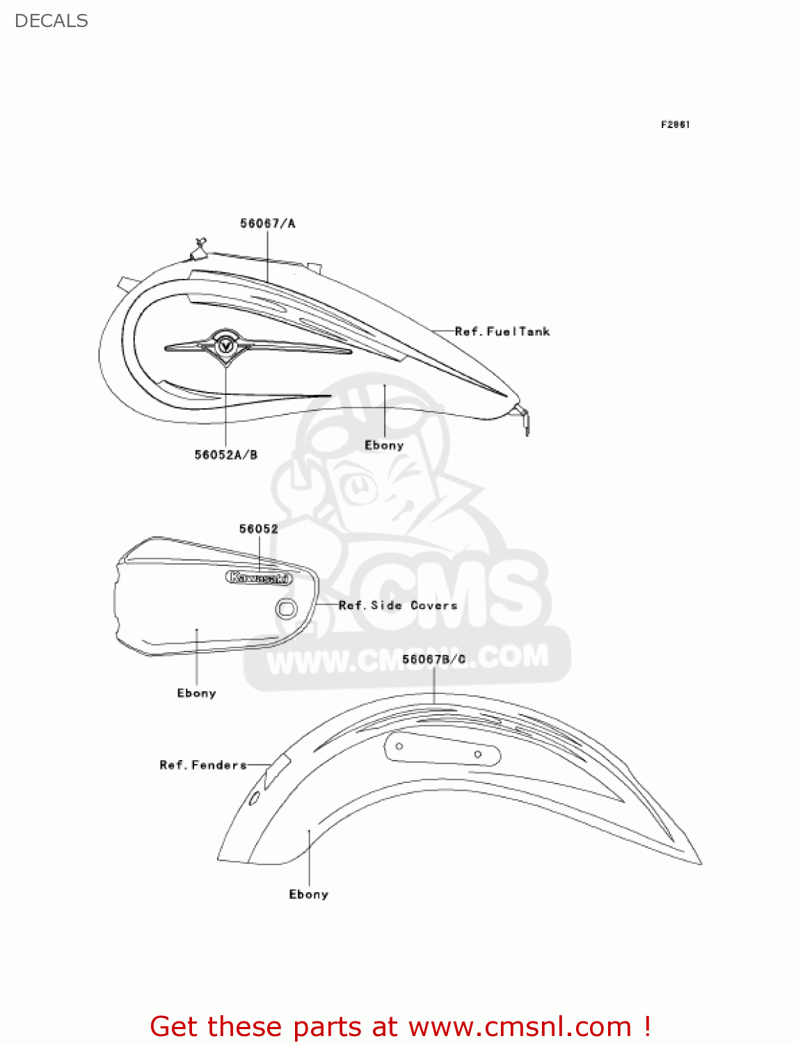 DECALS VN1600F6F VULCAN 1600 MEANSTREAK 2006 USA CALIFORNIA CANADA