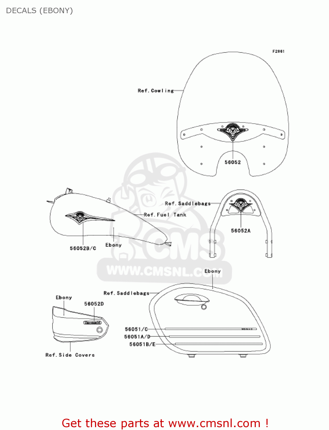 DECALS (EBONY) VN1600G6F VULCAN 1600 NOMAD 2006 USA CALIFORNIA CANADA