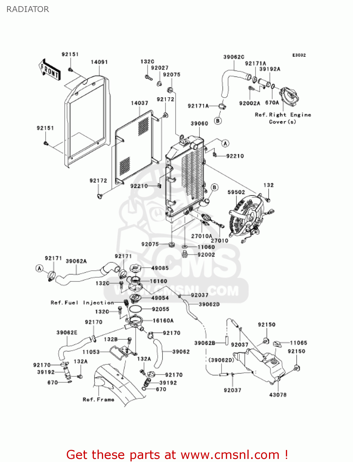RADIATOR VN1600G6F VULCAN 1600 NOMAD 2006 USA CALIFORNIA CANADA