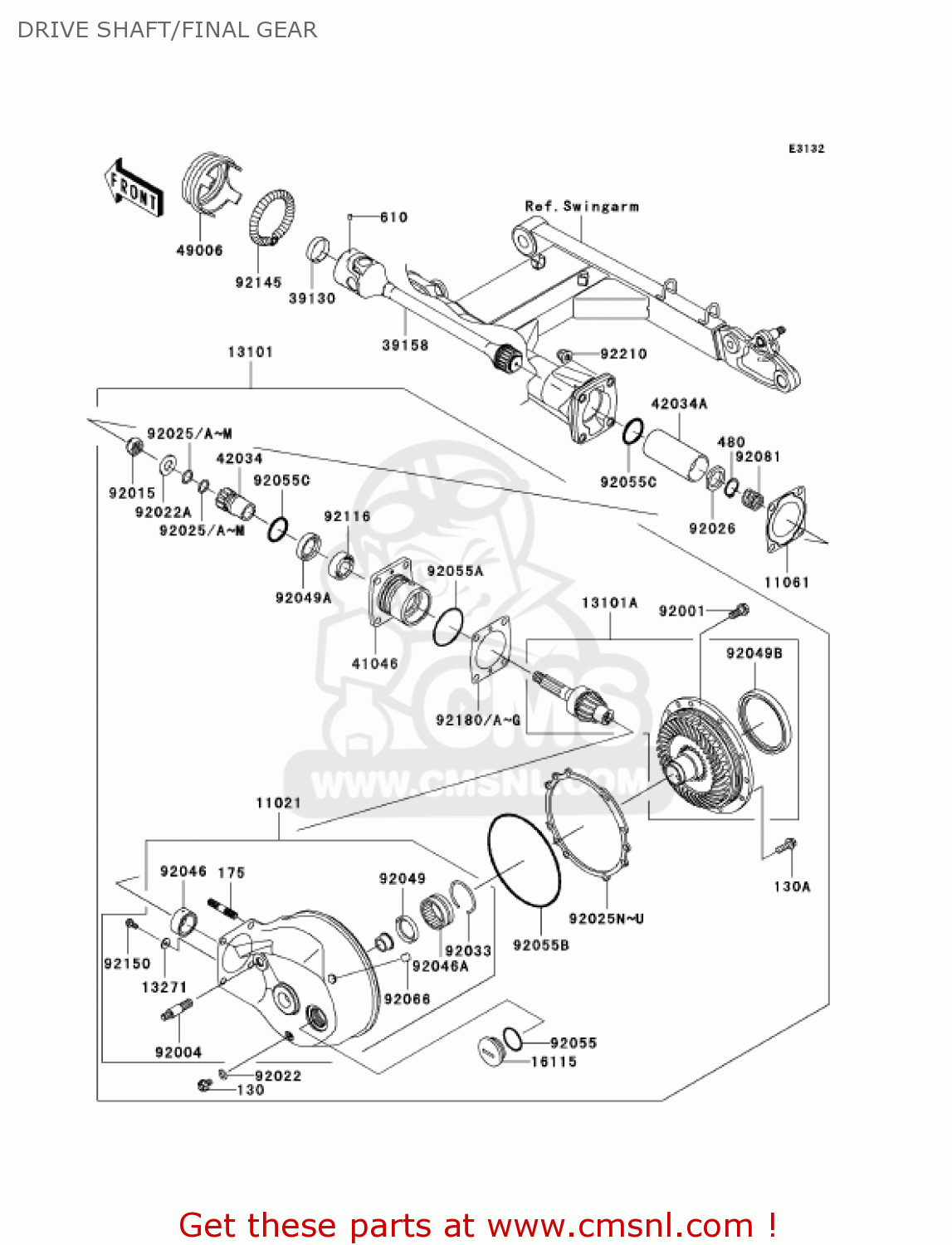 DRIVE SHAFT/FINAL GEAR VN1600G6F VULCAN 1600 NOMAD 2006 USA CALIFORNIA CANADA