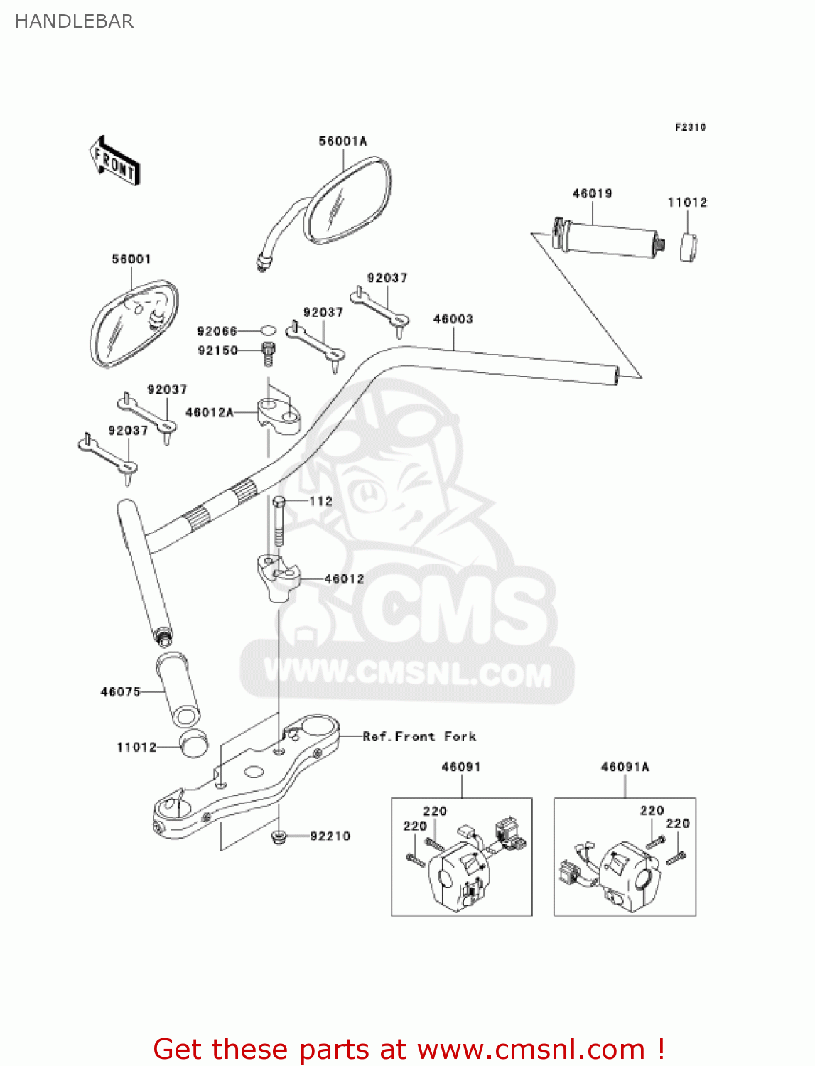 HANDLEBAR VN1600G6F VULCAN 1600 NOMAD 2006 USA CALIFORNIA CANADA