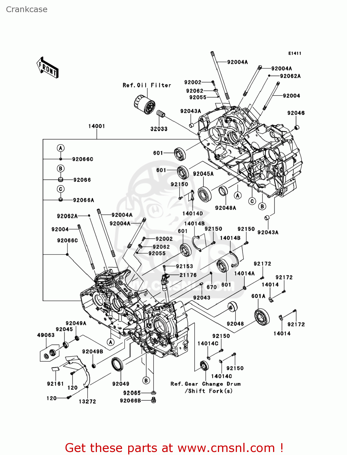 Kawasaki VN1700BDF VULCAN 1700 VOYAGER 2013 USA / ABS Crankcase - buy ...