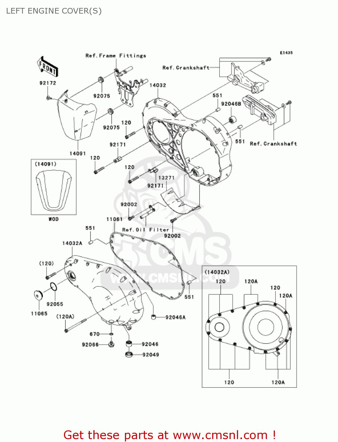 LEFT ENGINE COVER(S) VN2000A1 VULCAN 2000 2004 USA CALIFORNIA CANADA