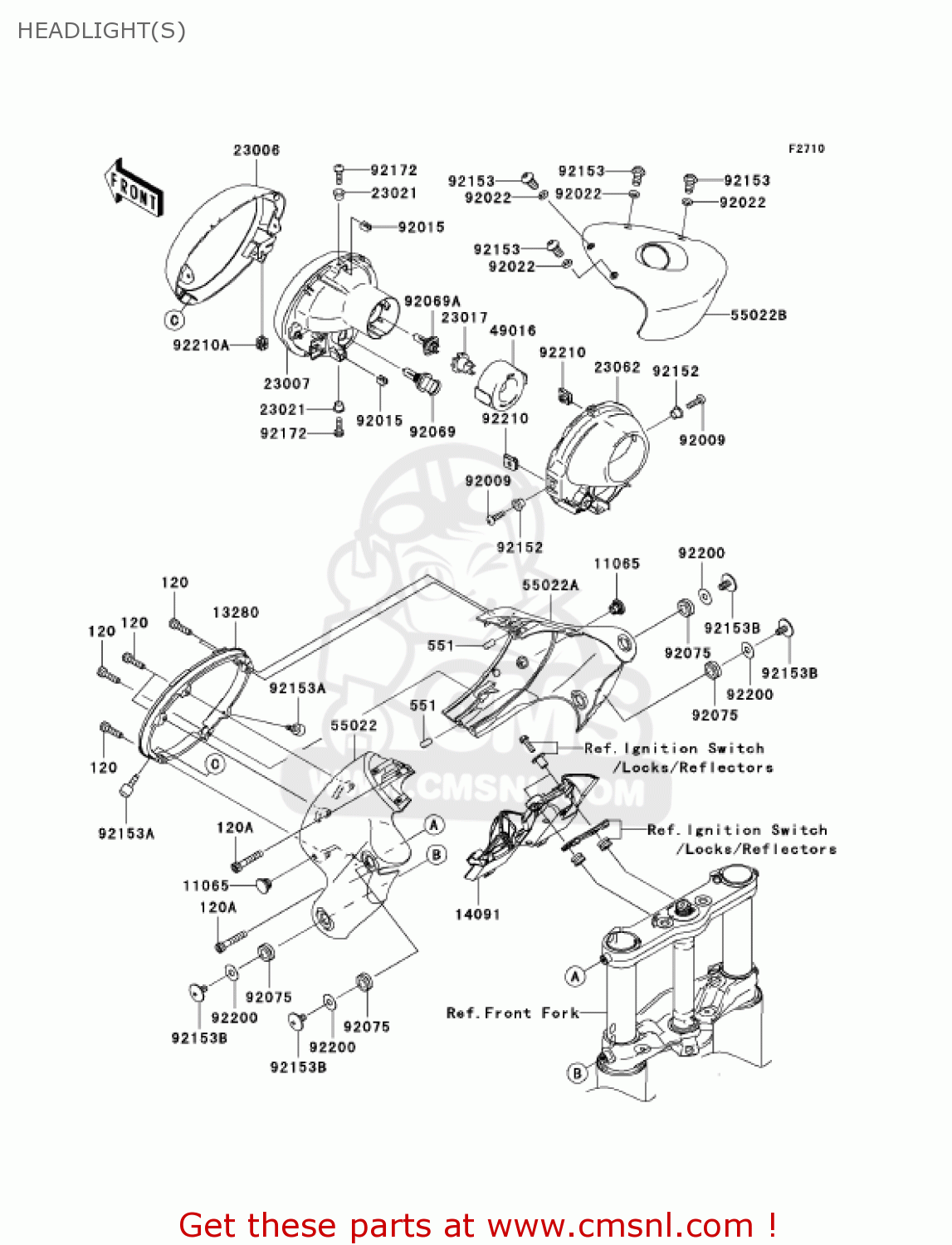 HEADLIGHT(S) VN2000A1 VULCAN 2000 2004 USA CALIFORNIA CANADA