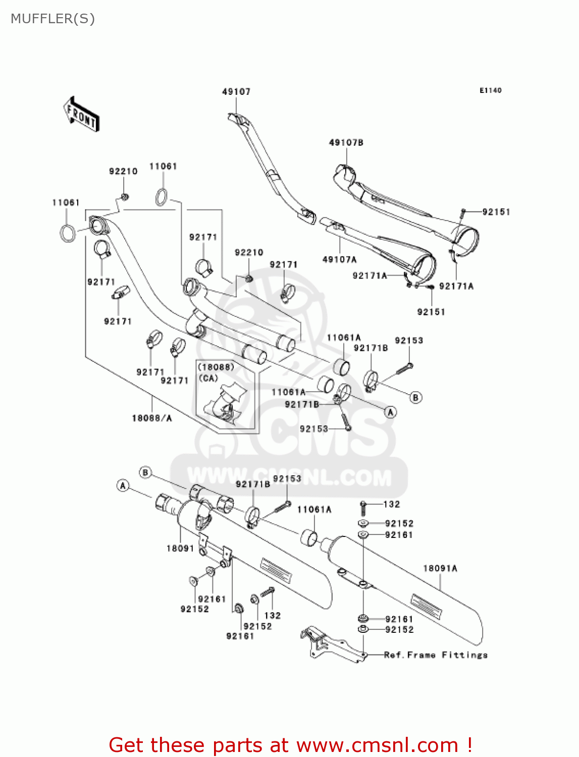 MUFFLER(S) VN2000A1 VULCAN 2000 2004 USA CALIFORNIA CANADA