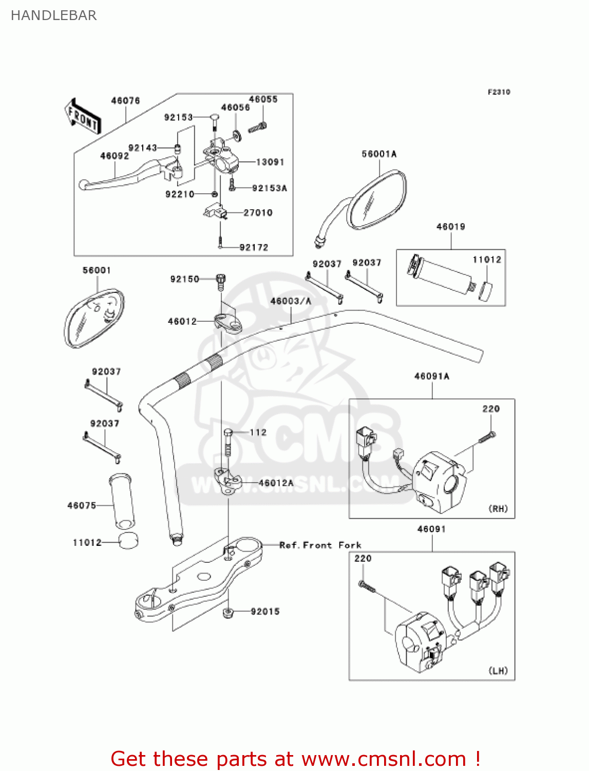 HANDLEBAR VN2000A1 VULCAN 2000 2004 USA CALIFORNIA CANADA