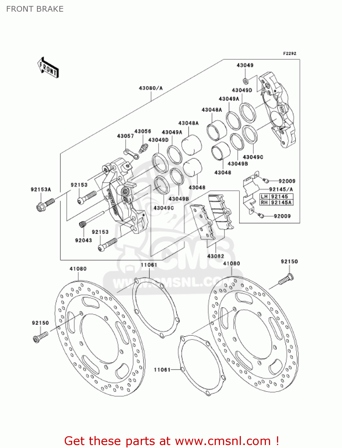 FRONT BRAKE VN2000A2 VULCAN 2000 2005 USA CALIFORNIA CANADA