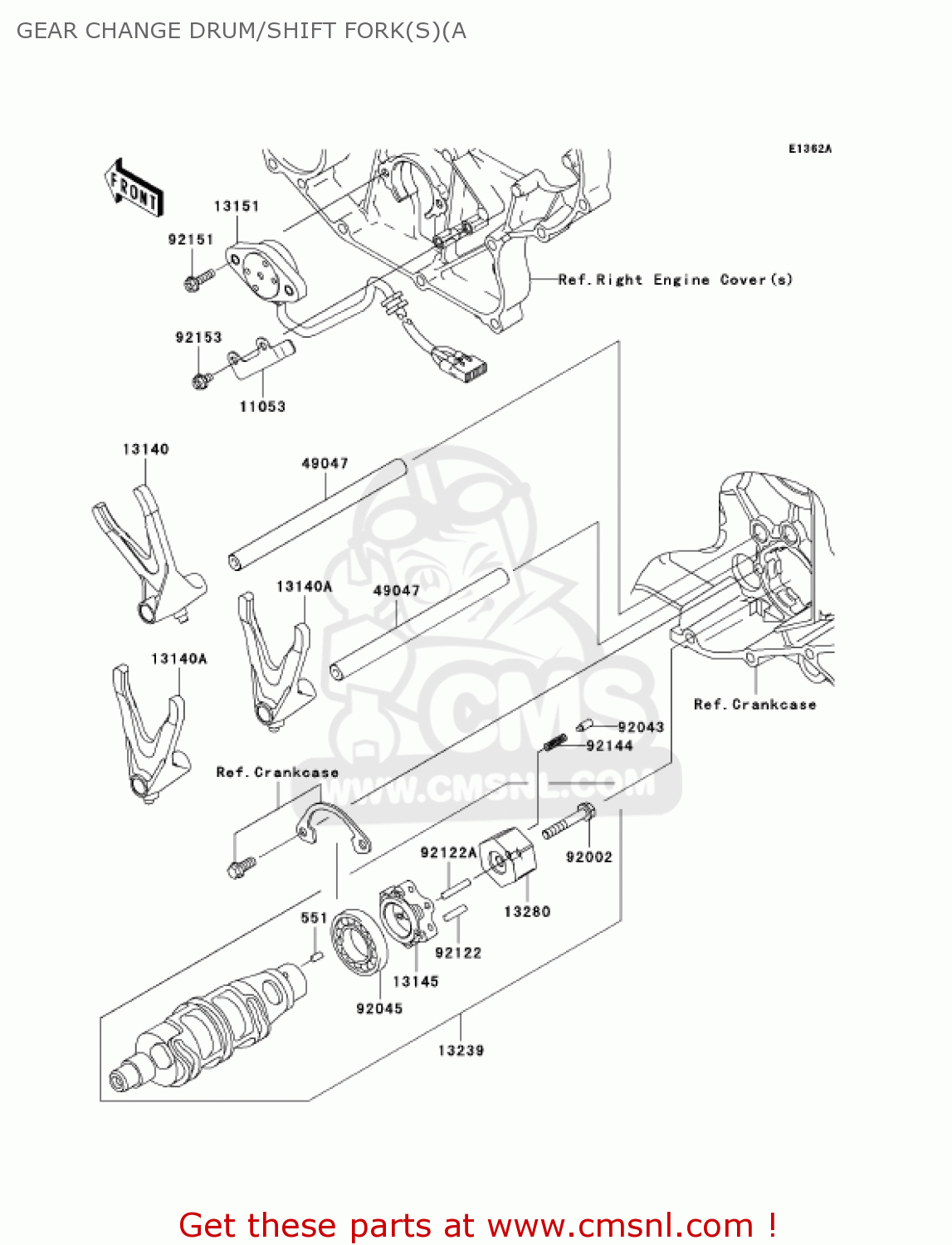 GEAR CHANGE DRUM/SHIFT FORK(S)(A VN2000A2 VULCAN 2000 2005 USA CALIFORNIA CANADA
