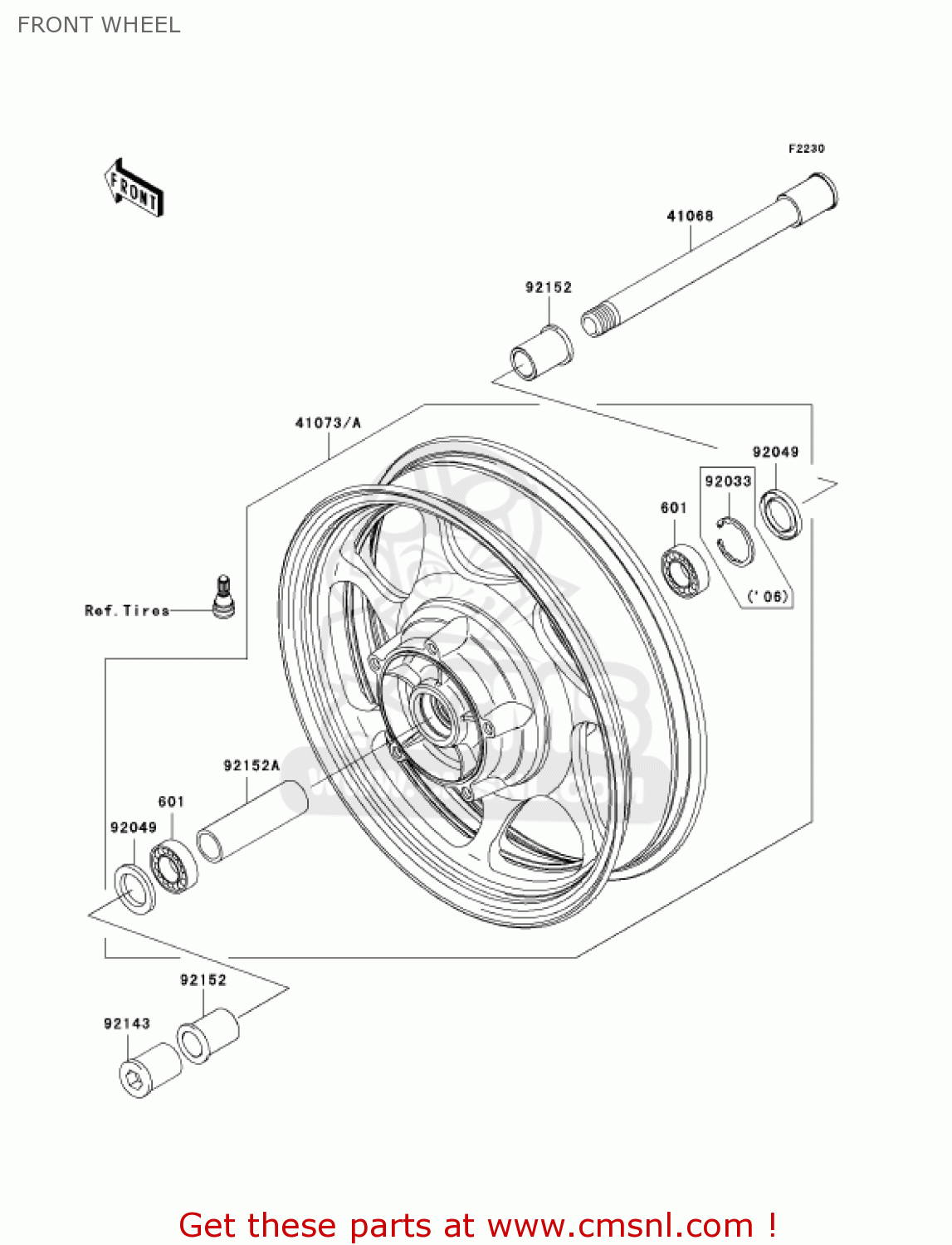 FRONT WHEEL VN2000A6F VULCAN 2000 2006 USA CALIFORNIA CANADA