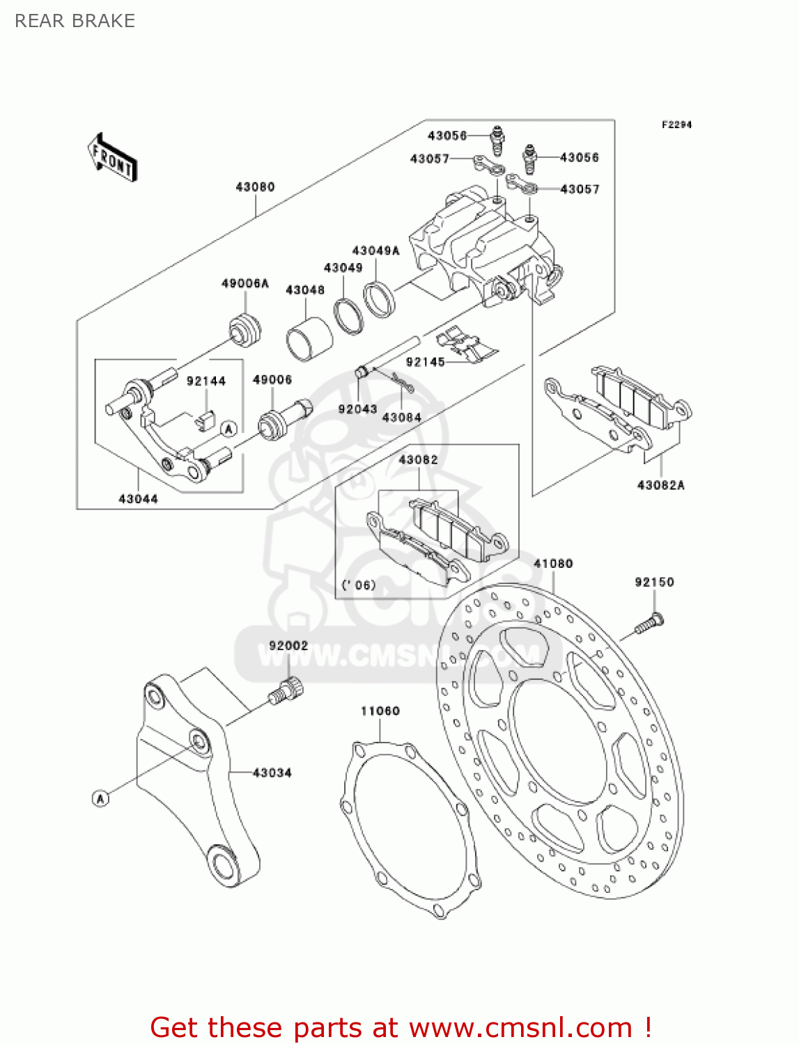 REAR BRAKE VN2000A6F VULCAN 2000 2006 USA CALIFORNIA CANADA