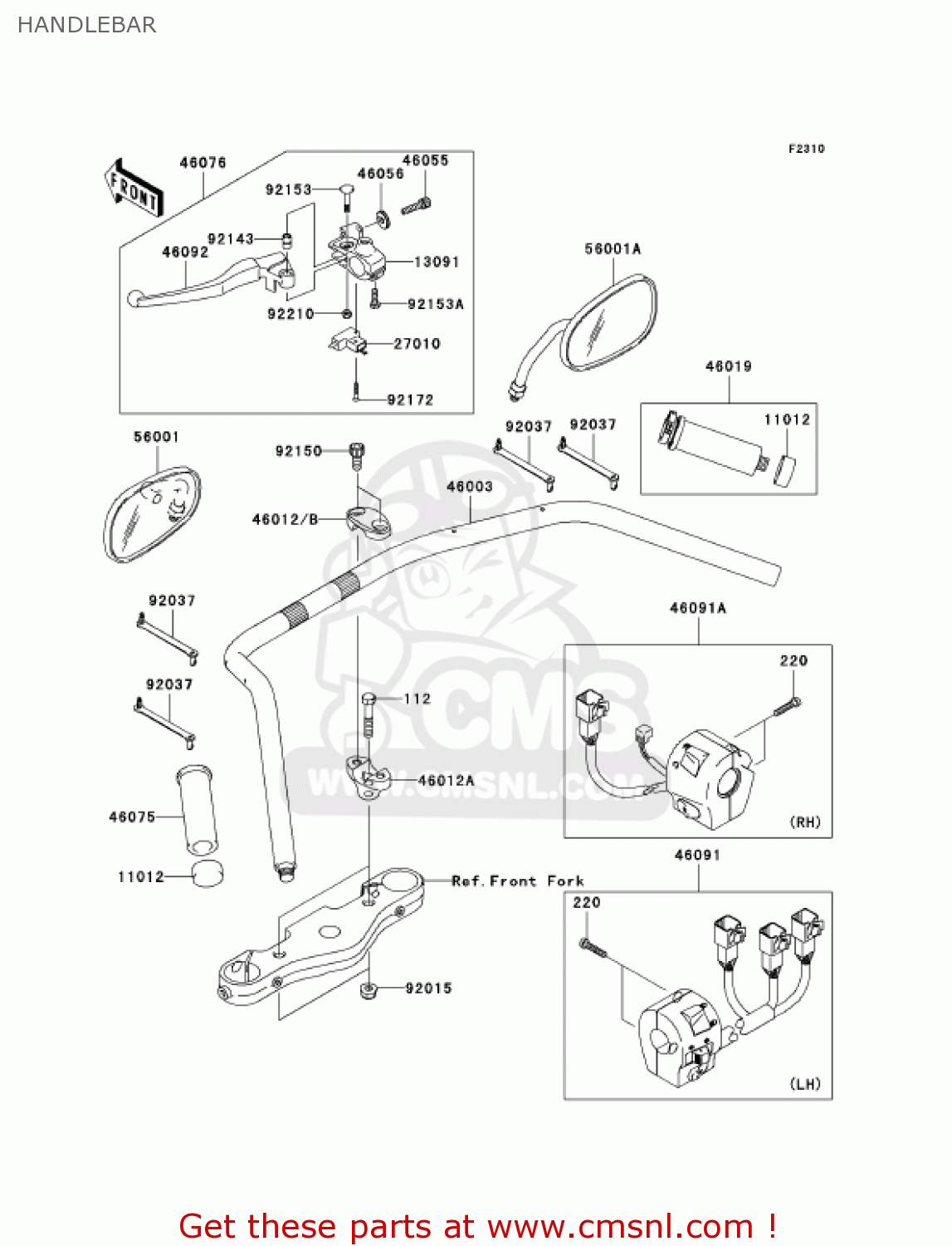 HANDLEBAR VN2000A6F VULCAN 2000 2006 USA CALIFORNIA CANADA