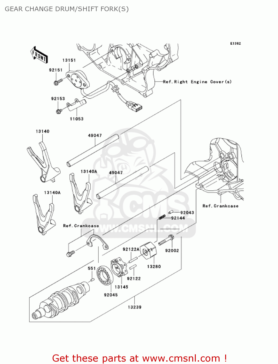 GEAR CHANGE DRUM/SHIFT FORK(S) VN2000A6F VULCAN 2000 2006 USA CALIFORNIA CANADA