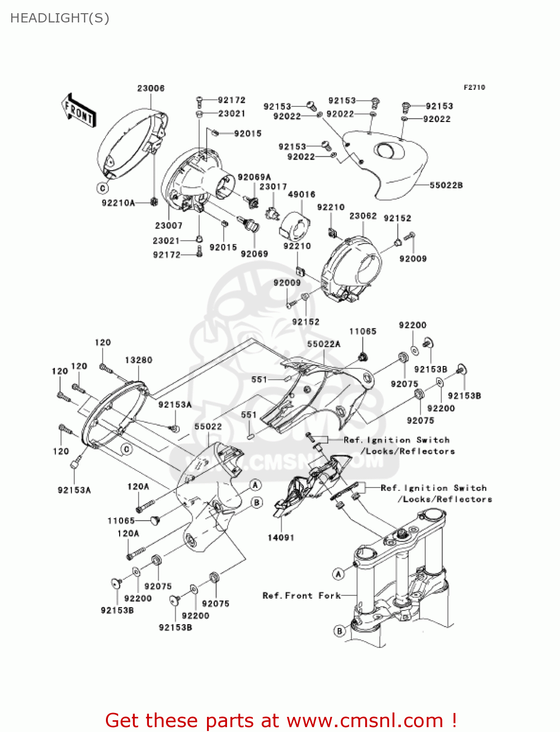 HEADLIGHT(S) VN2000D1 VULCAN 2000 LIMITED 2005 USA CALIFORNIA CANADA