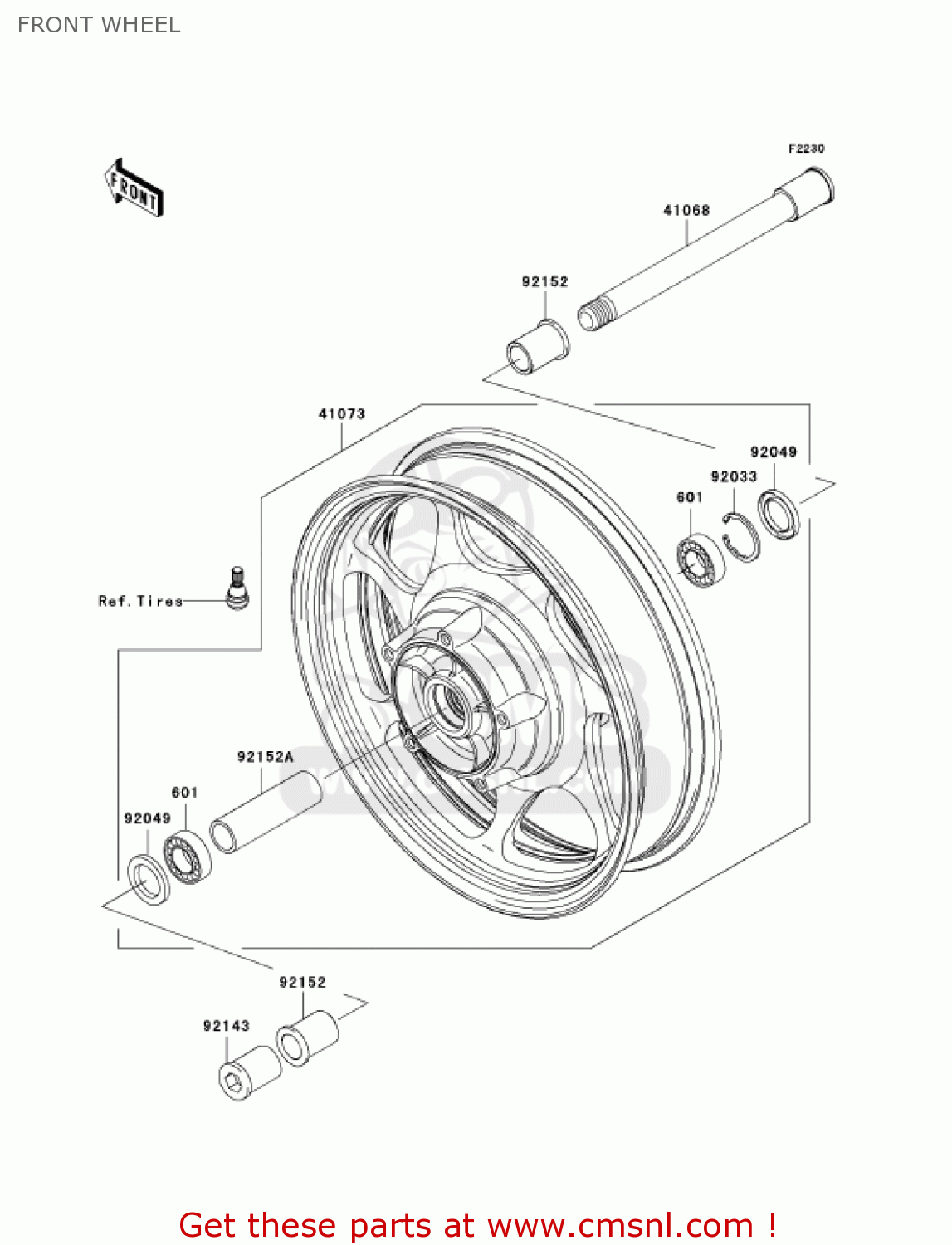 FRONT WHEEL VN2000D1 VULCAN 2000 LIMITED 2005 USA CALIFORNIA CANADA