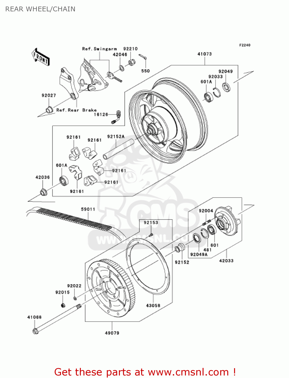 REAR WHEEL/CHAIN VN2000D1 VULCAN 2000 LIMITED 2005 USA CALIFORNIA CANADA