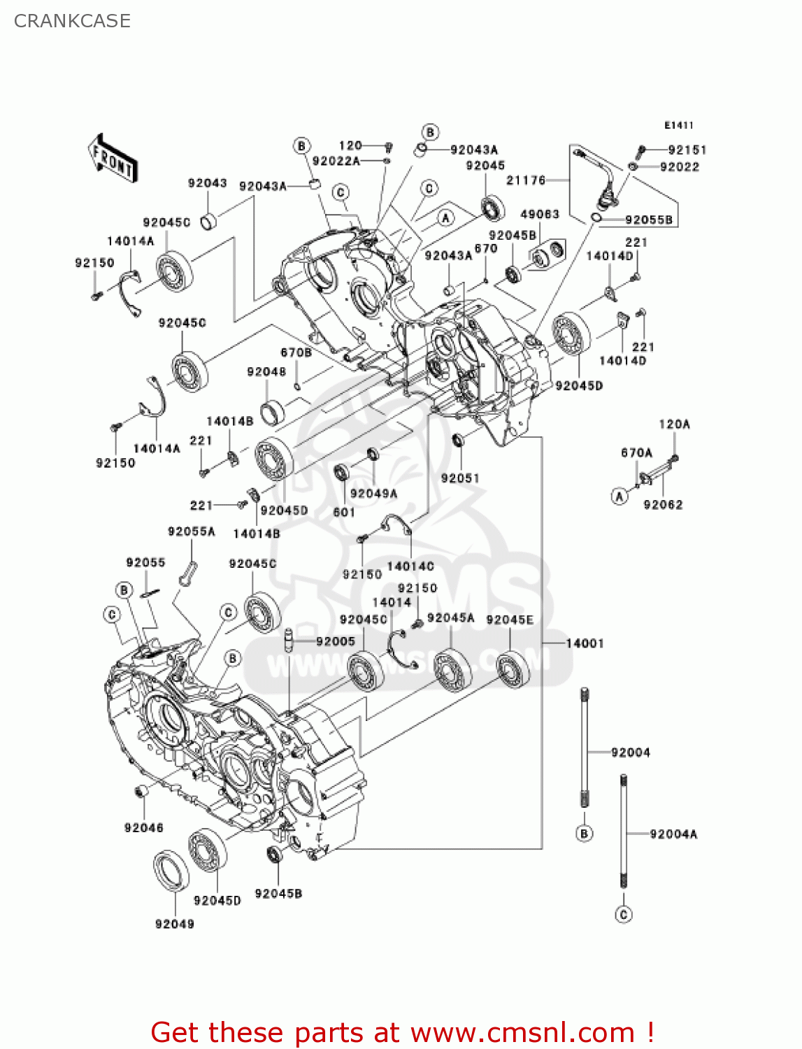 CRANKCASE VN2000D1 VULCAN 2000 LIMITED 2005 USA CALIFORNIA CANADA