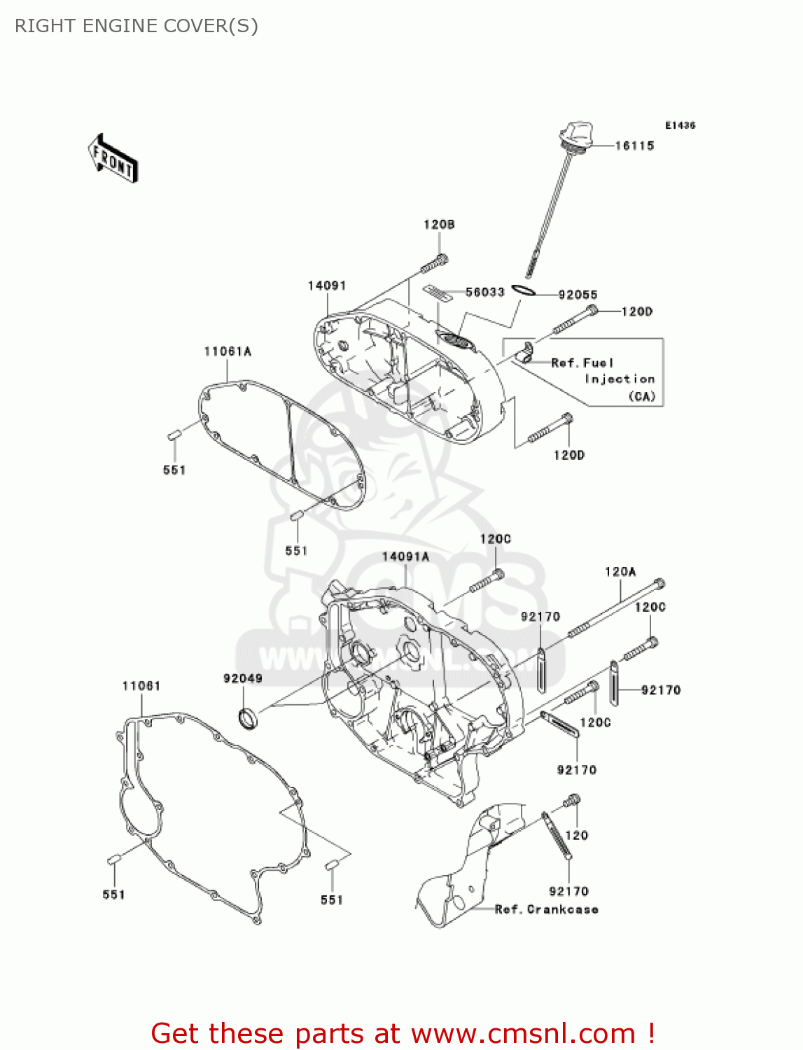 RIGHT ENGINE COVER(S) VN2000D1 VULCAN 2000 LIMITED 2005 USA CALIFORNIA CANADA
