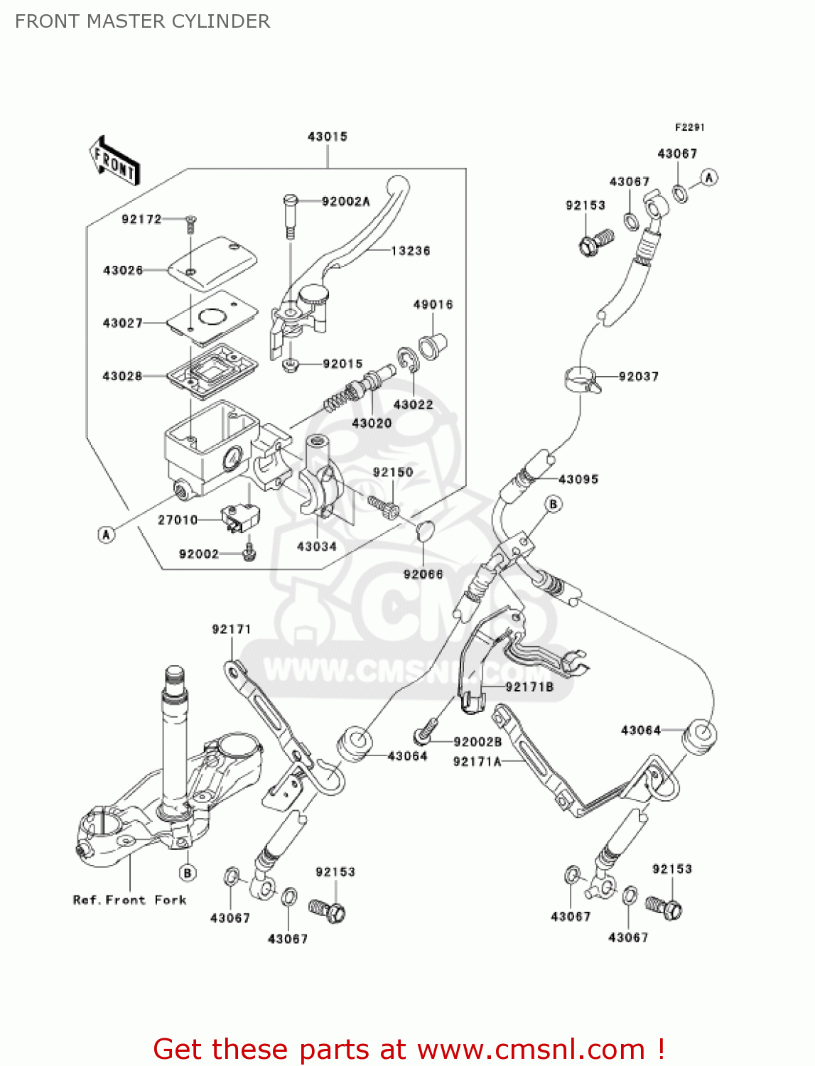 FRONT MASTER CYLINDER VN2000D1 VULCAN 2000 LIMITED 2005 USA CALIFORNIA CANADA