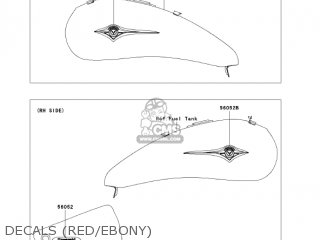 DECALS (RED/EBONY) - VN2000D1 VULCAN 2000 LIMITED 2005 USA CALIFORNIA CANADA