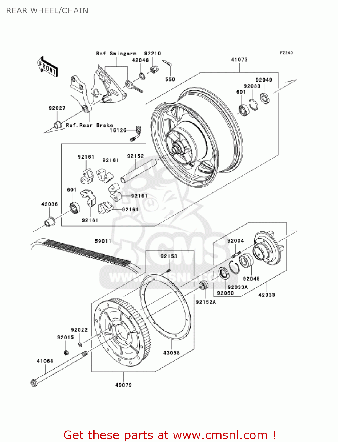 REAR WHEEL/CHAIN VN2000D6F VULCAN 2000 LIMITED 2006 USA CALIFORNIA CANADA