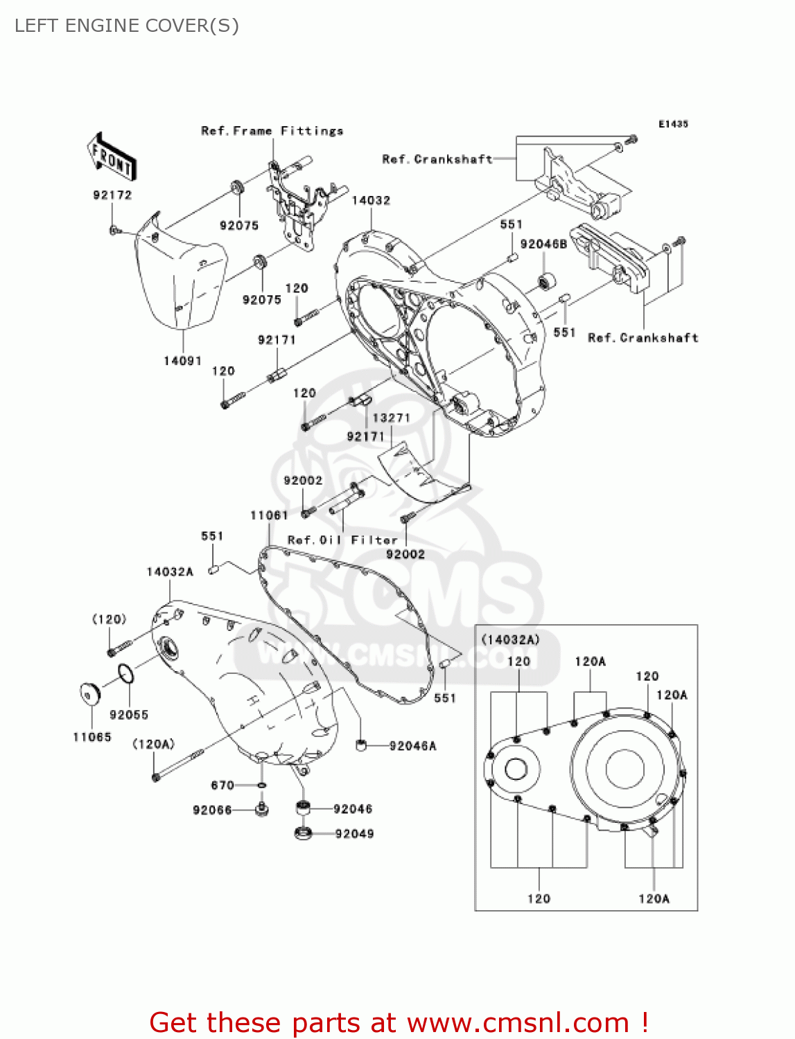 LEFT ENGINE COVER(S) VN2000E6F VULCAN 2000 CLASSIC 2006 USA CALIFORNIA CANADA