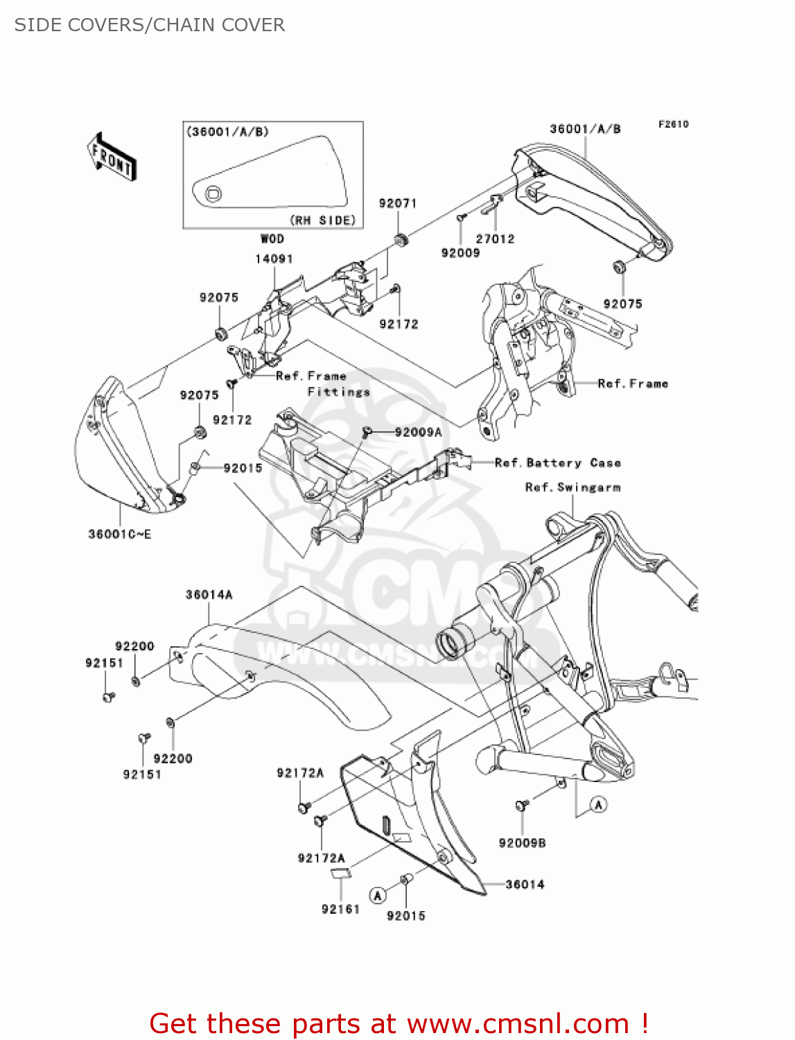 SIDE COVERS/CHAIN COVER VN2000E6F VULCAN 2000 CLASSIC 2006 USA CALIFORNIA CANADA