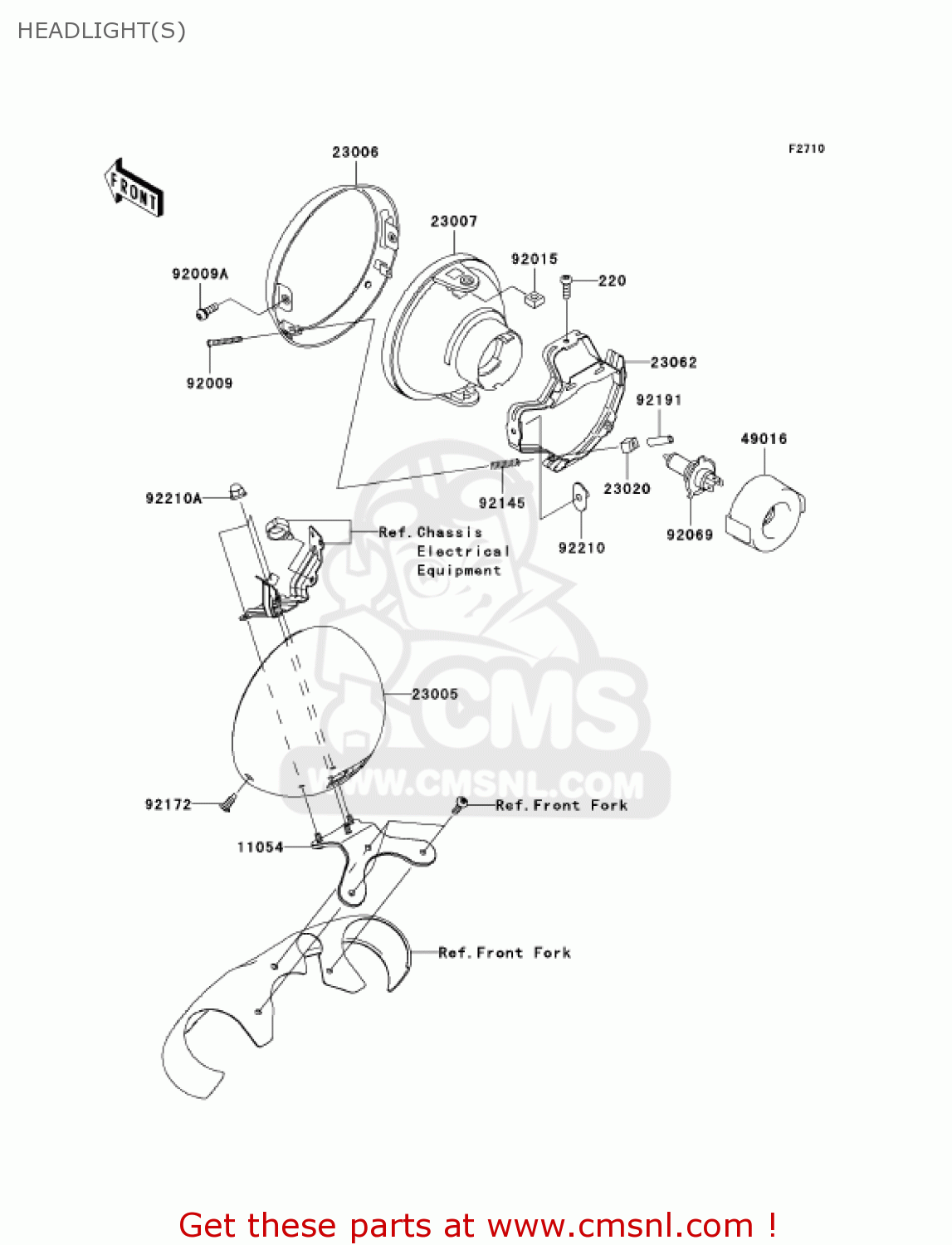 HEADLIGHT(S) VN2000E6F VULCAN 2000 CLASSIC 2006 USA CALIFORNIA CANADA