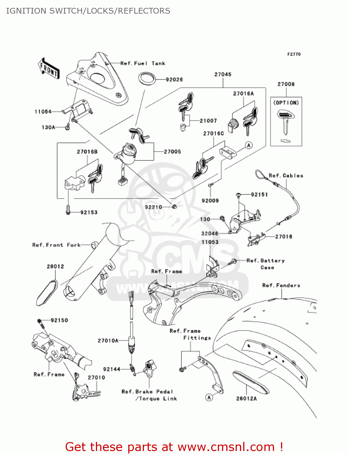IGNITION SWITCH/LOCKS/REFLECTORS VN2000E6F VULCAN 2000 CLASSIC 2006 USA CALIFORNIA CANADA