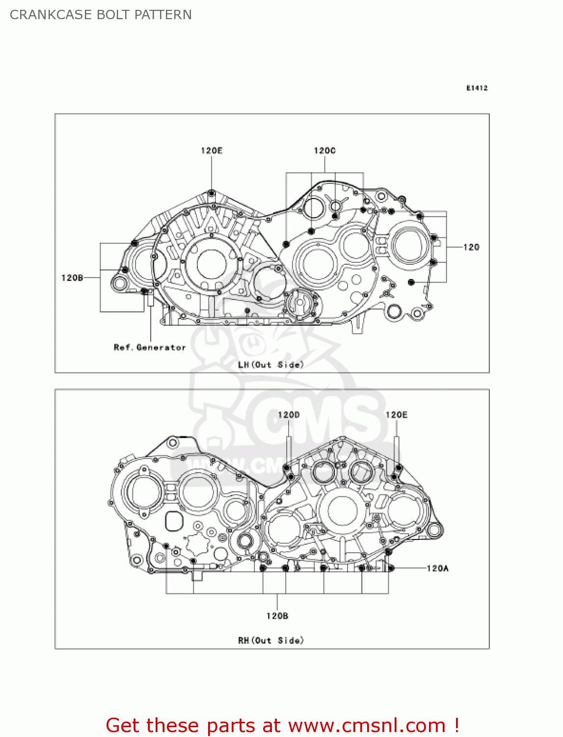 CRANKCASE BOLT PATTERN VN2000E6F VULCAN 2000 CLASSIC 2006 USA CALIFORNIA CANADA