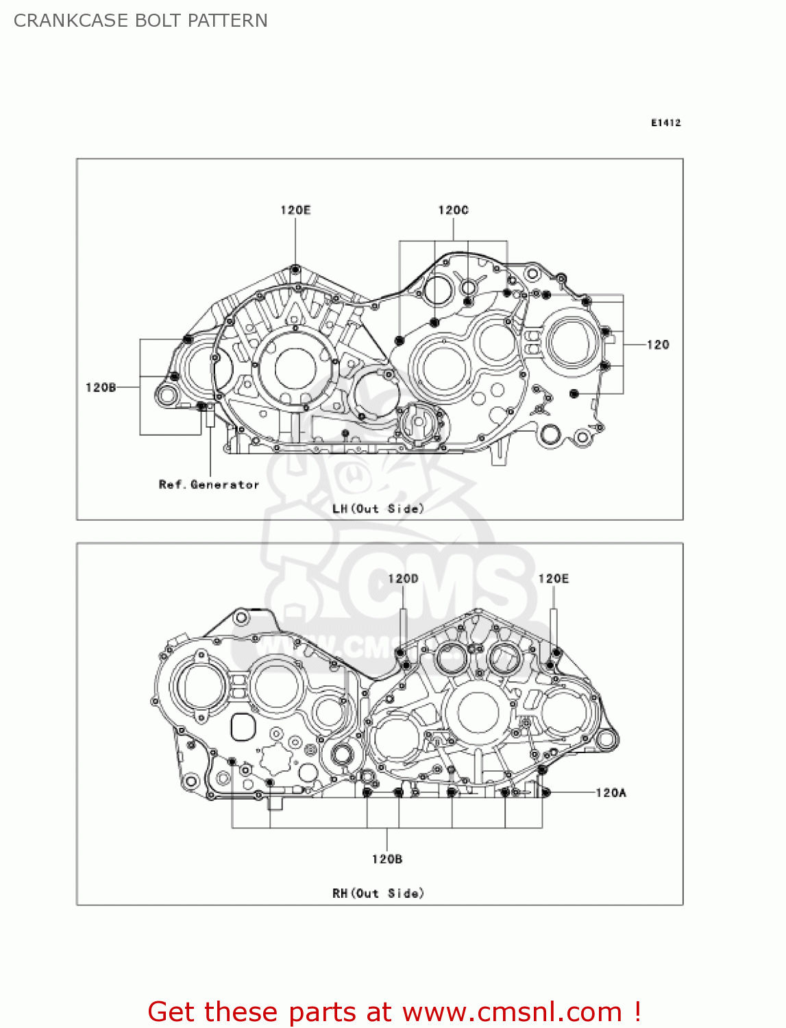 CRANKCASE BOLT PATTERN VN2000E7F VULCAN 2000 CLASSIC 2007 USA CALIFORNIA