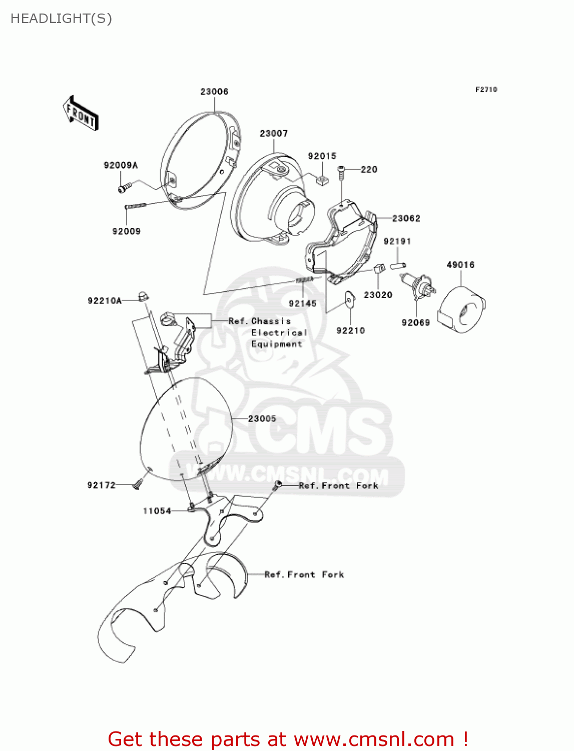 HEADLIGHT(S) VN2000E7F VULCAN 2000 CLASSIC 2007 USA CALIFORNIA