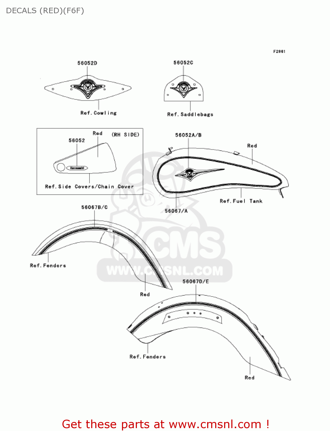 DECALS (RED)(F6F) VN2000F6F VULCAN 2000 CLASSIC 2006 USA CALIFORNIA CANADA / LT