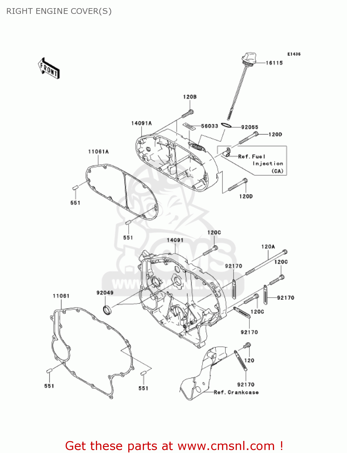 RIGHT ENGINE COVER(S) VN2000F6F VULCAN 2000 CLASSIC 2006 USA CALIFORNIA CANADA / LT
