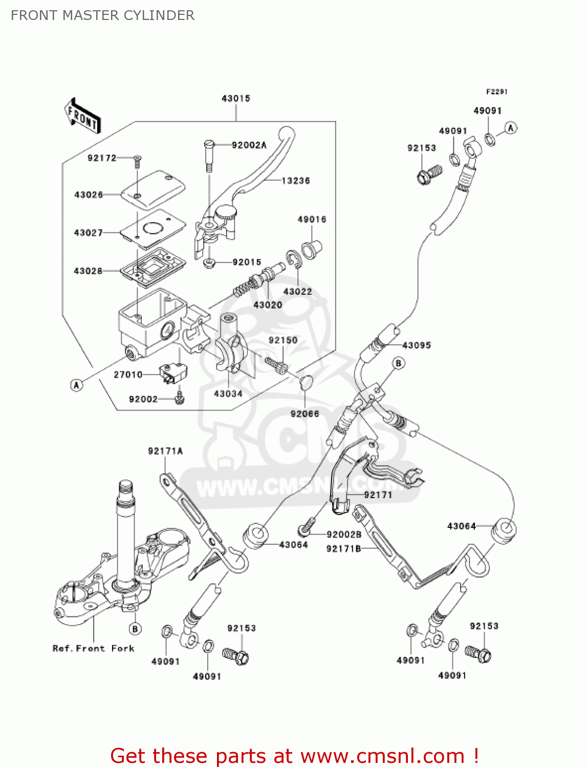 FRONT MASTER CYLINDER VN2000F6F VULCAN 2000 CLASSIC 2006 USA CALIFORNIA CANADA / LT