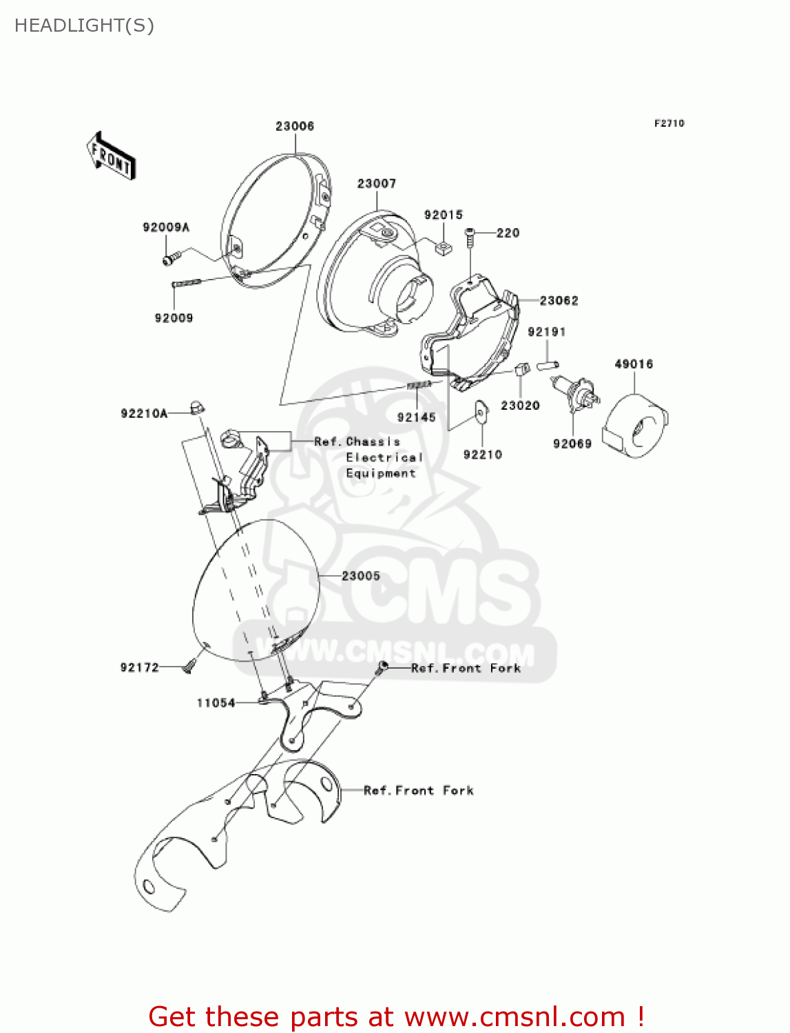 HEADLIGHT(S) VN2000F6F VULCAN 2000 CLASSIC 2006 USA CALIFORNIA CANADA / LT