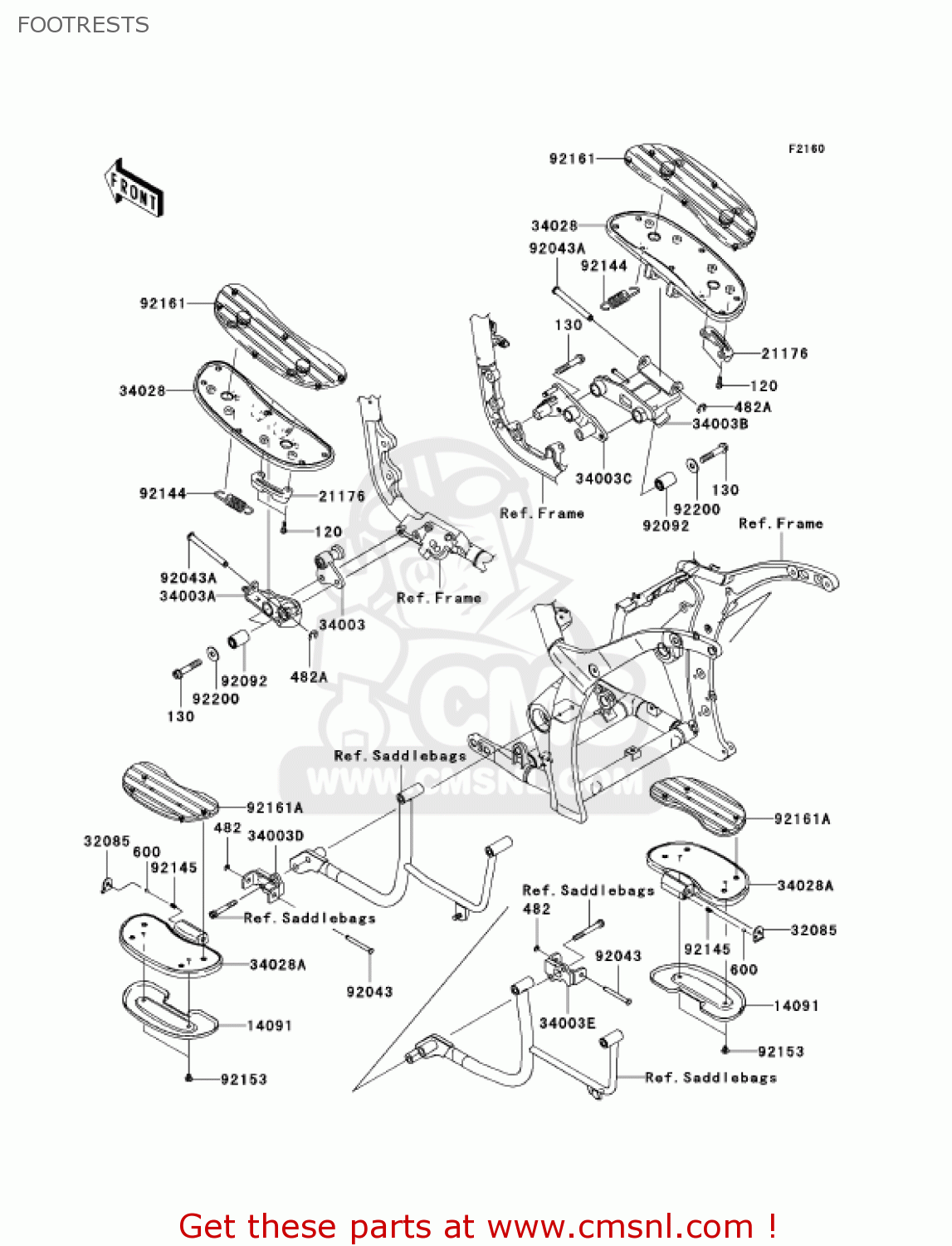 FOOTRESTS VN2000F6F VULCAN 2000 CLASSIC 2006 USA CALIFORNIA CANADA / LT