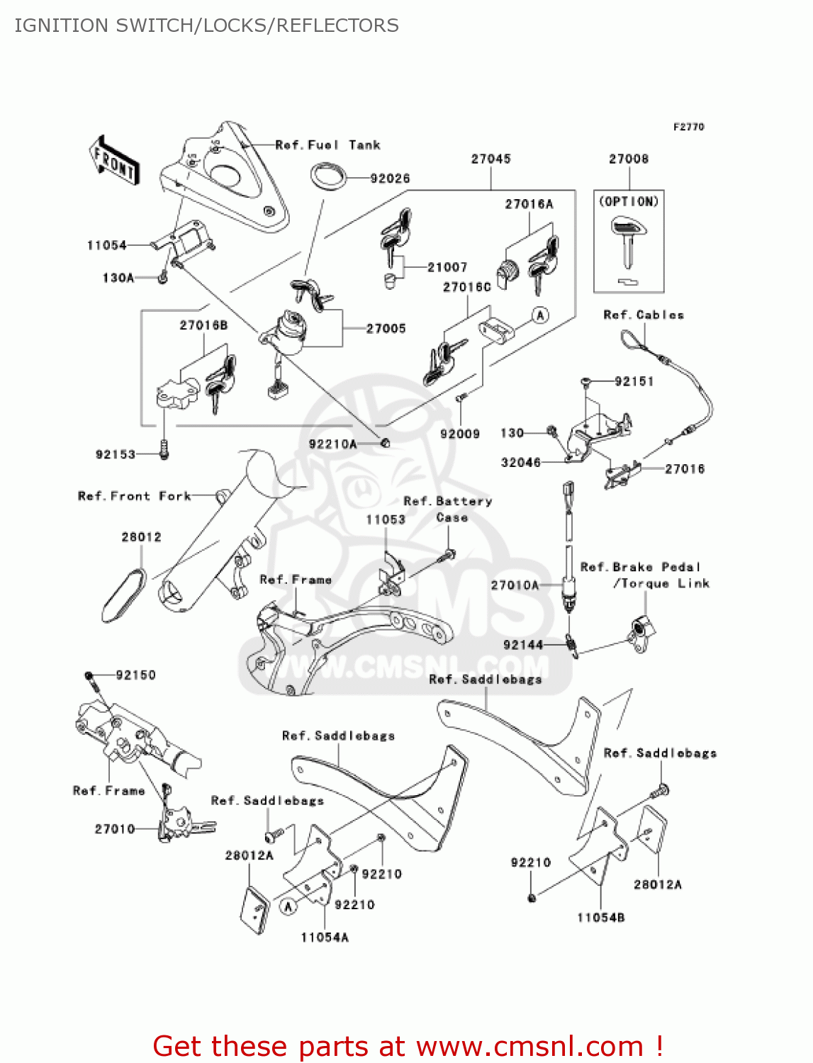 IGNITION SWITCH/LOCKS/REFLECTORS VN2000F6F VULCAN 2000 CLASSIC 2006 USA CALIFORNIA CANADA / LT