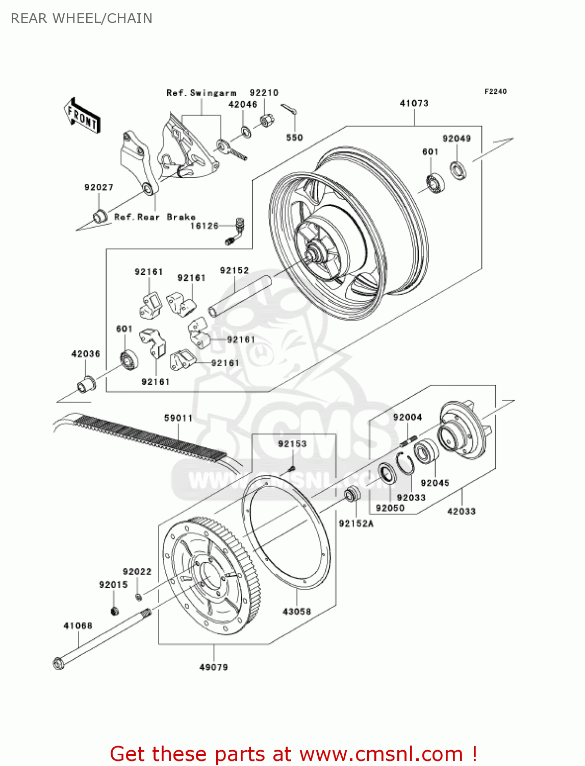 REAR WHEEL/CHAIN VN2000F7F VULCAN 2000 CLASSIC 2007 USA CALIFORNIA CANADA / LT