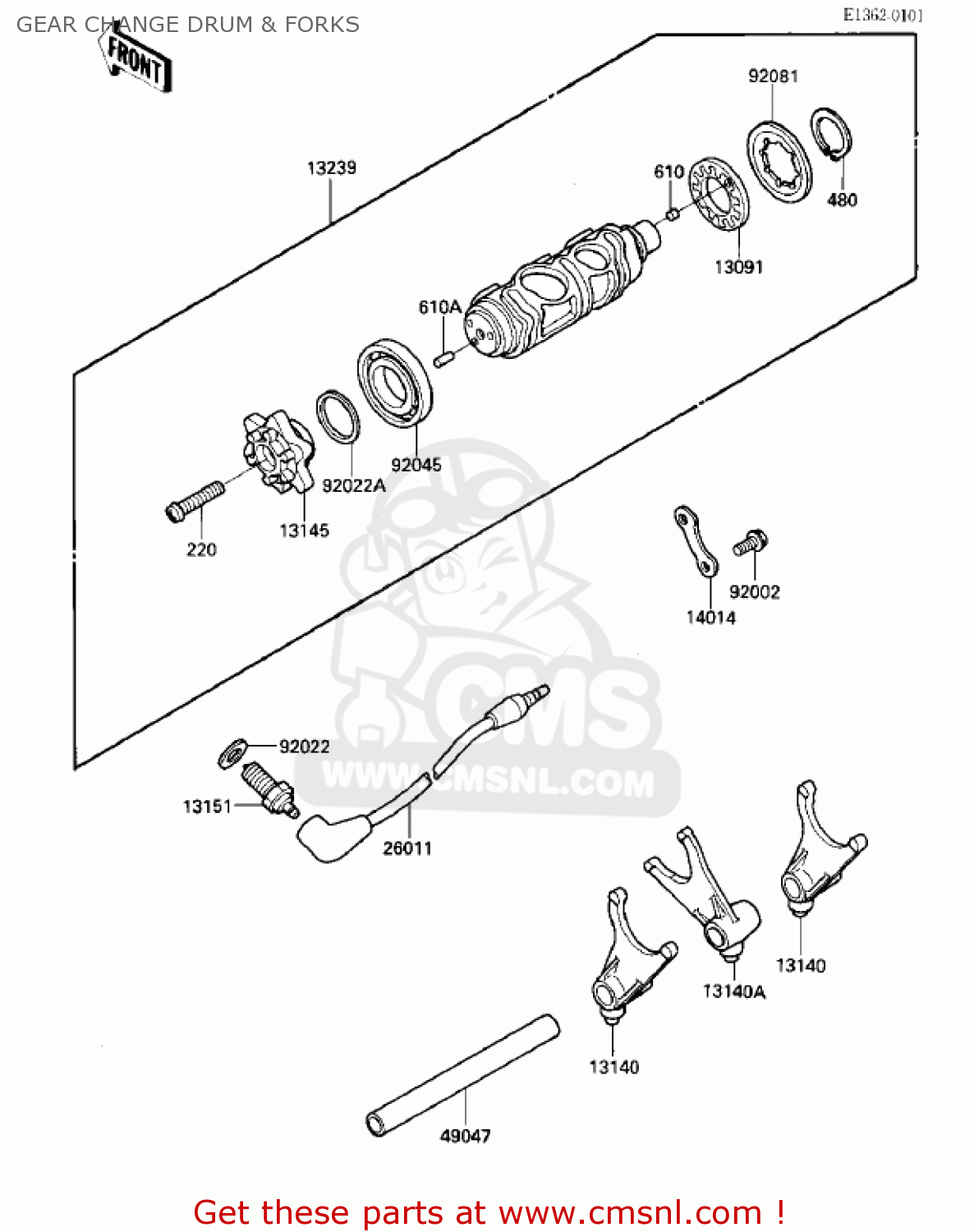 GEAR CHANGE DRUM & FORKS VN700A1 LTD 1985 USA CALIFORNIA