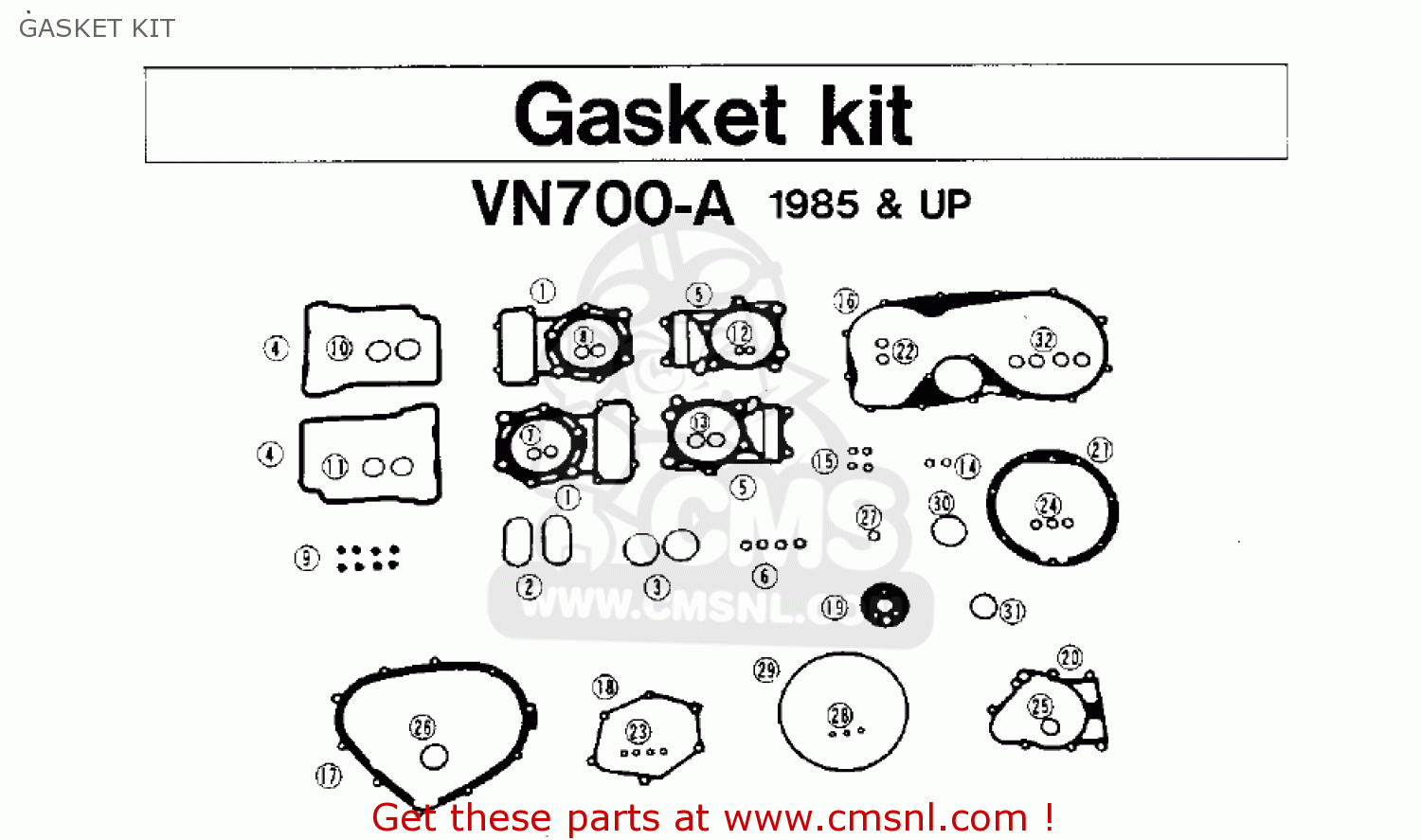GASKET KIT VN700A1 LTD 1985 USA CALIFORNIA