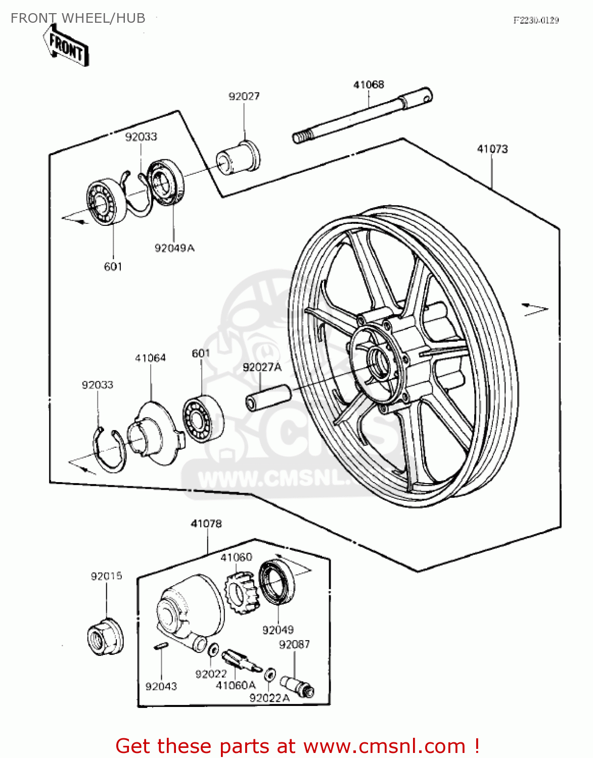 FRONT WHEEL/HUB VN700A1 LTD 1985 USA CALIFORNIA